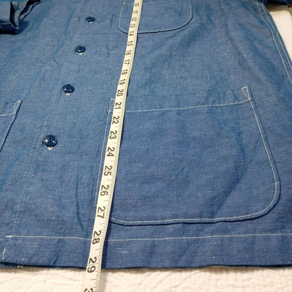 J.Crew Shirt Mens Re-Imagined Blue Short Sleeve Button-Up Front Pockets Size L - Picture 7 of 9